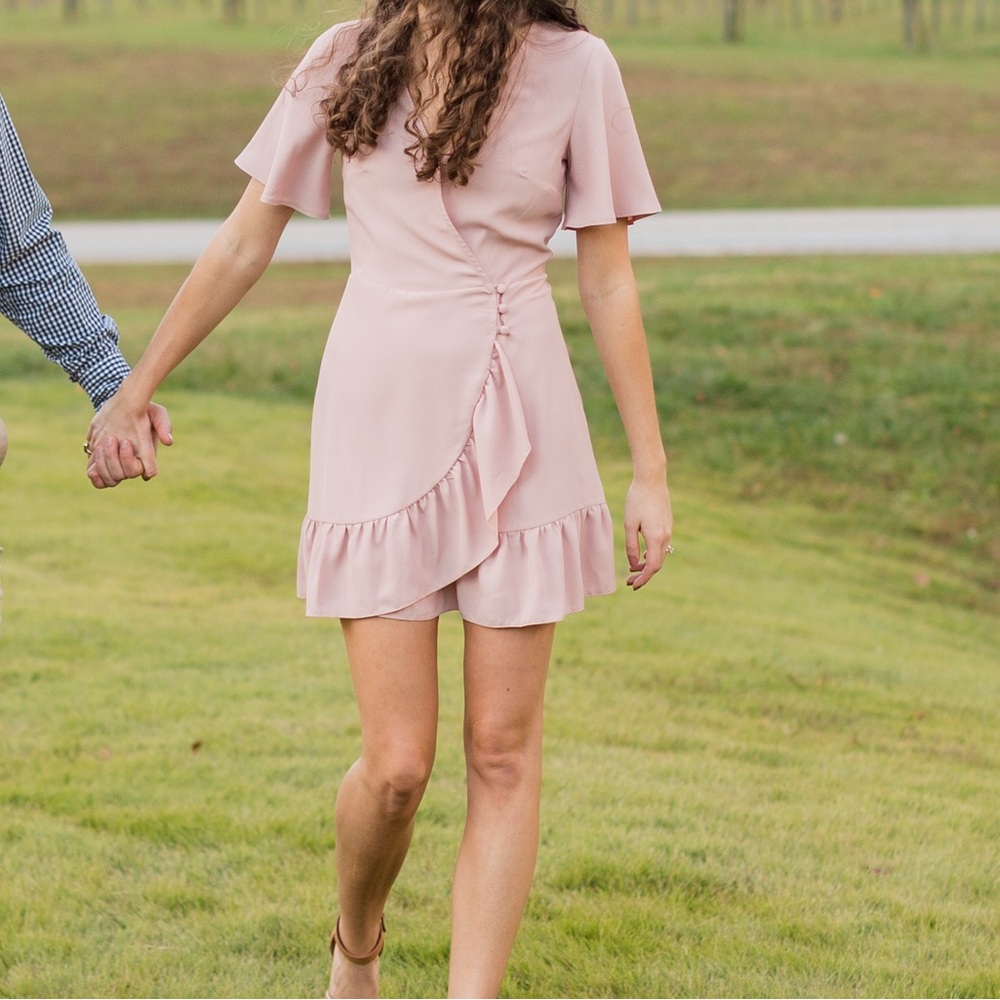 Topshop Pink Ruffled Wrap Dress
